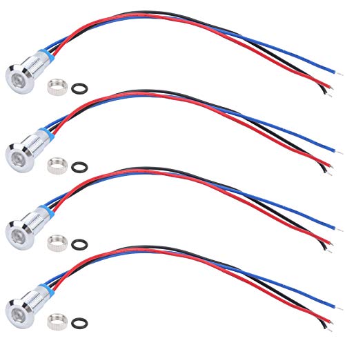 4 Sätze 8mm 3‑6V vorverdrahtete runde LEDs Wasserdichte 2-Farben Signalleuchte Common Anode Dual Color LED(Rot und Blau) von Eujgoov