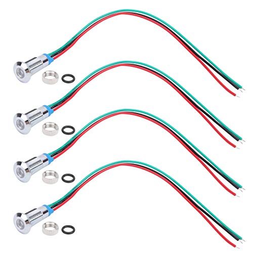 4 Sätze 8mm 3‑6V vorverdrahtete runde LEDs Wasserdichte 2-Farben Signalleuchte Common Anode Dual Color LED(Rot und Grün) von Eujgoov