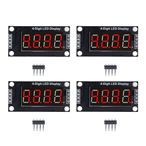 4 Sätze Digitales Röhrenanzeigemodul 0,36 Zoll 4 Digitale 7-Segment-Digital-LED-Anzeigeröhre TM1637 5V(Rot MRA110B) von Eujgoov