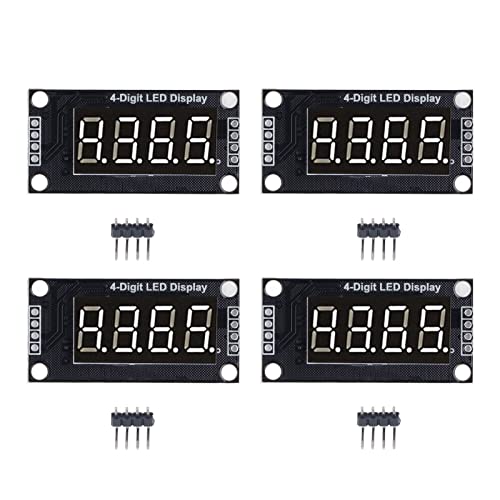 4 Sätze Digitales Röhrenanzeigemodul 0,36 Zoll 4 Digitale 7-Segment-Digital-LED-Anzeigeröhre TM1637 5V(Weiß MRA110A) von Eujgoov