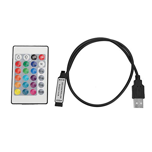 5-24V USB RGB LED Strip Lights Fernbedienung Lampeneffekt Dimmer mit 24 Tasten Wireless Controll(0.5 m) von Eujgoov