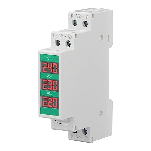 Digitaler 3-Phasen-DIN-Schienen-Voltmeter, Wechselspannungsmesser, Elektrischer Leistungsmesser 60-450 V von Eujgoov