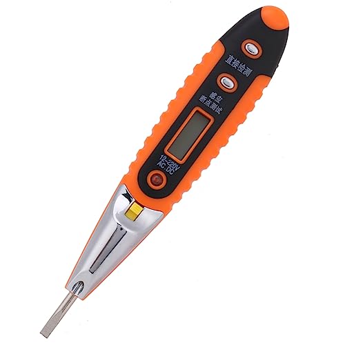 Digitaler AC/DC-Spannungsprüfer, Digital Elektrik Kontrol Kalemi Handspannungsprüfer Detektorwerkzeug LED-Anzeige Teststift 12-220 V Heimwerkzeug mit Licht (mit Kontrolllampe) von Eujgoov