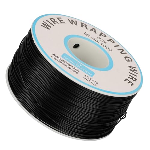 Eujgoov 1 Rolle Drahtpackung Single, Silikon-Dichtungswirktzeuge Draht Wrap Kufferdrahtlitz 30 AWG Kabel 0,25 Mm Kerndurchmesser (Gelb) (BLACK) von Eujgoov