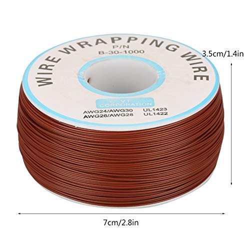 Eujgoov 1 Rolle Drahtpackung Single, Silikon-Dichtungswirktzeuge Draht Wrap Kufferdrahtlitz 30 AWG Kabel 0,25 Mm Kerndurchmesser (Gelb) (BROWN) von Eujgoov