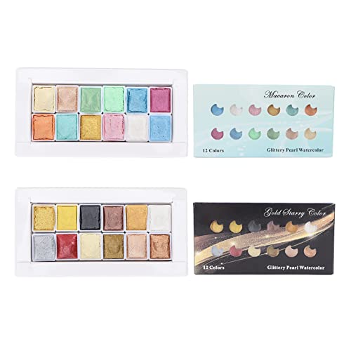 Eujgoov 24 Stück Metallic-Aquarellfarbe Perlglanz-Aquarell-Festpigment Zum Malen von Nagelkunst Eujgoov 24 Stück Metallic-Aquarellfarbe Perlglanz-Aquarell-Festpigment Zum Malen von Nagelkunst von Eujgoov