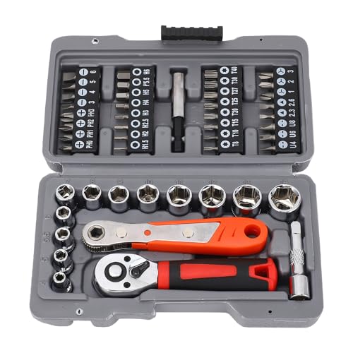 Eujgoov 48 in 1 Ratcheting-Schraubendreher-Set-Bit-Kit-Sammlung mit 72 Zahntloter Reversibler Ratschensystem und Nicht Rutschfestem Griff für Home Automotive Maschinenwartung von Eujgoov