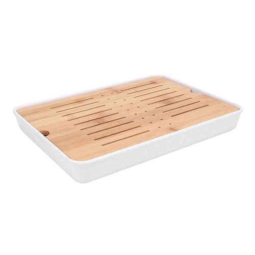 Eujgoov Chinesische Teeschale Bambusoideae Plastik Stall Rechteckiger Tee Servierschale Multifunktionales Design für Home Office Rooms Weiß (13 Zoll) von Eujgoov