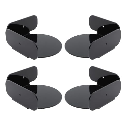 Eujgoov Einstellbares Mini-Kreis-Eckschelf, Premium-Acryl, Moderne Ästhetik, Problemloses Installation, Mehrzweckschelf mit Nicht Schädlicher Klebeband, für Babyphonitore. (Black) von Eujgoov