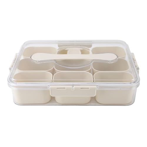 Eujgoov Gewürze Organizer Box 9 Fächer Versiegelung von Obst -Snack -Aufbewahrungsbehältern Clear Deckel Griff Küchenreisen Camping für Home Office Nutzung von Eujgoov