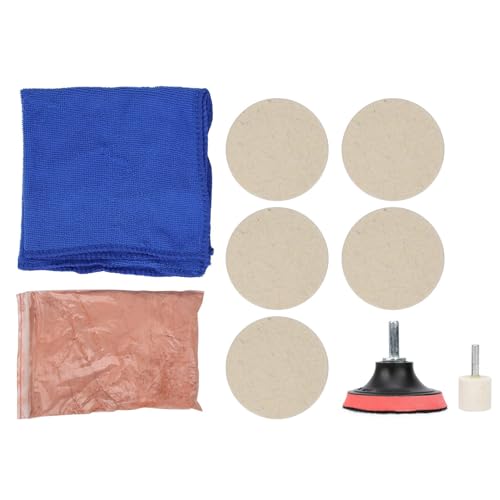 Eujgoov Glaspolierset mit 100g Ceroxid 5PCS Wollpolierpad Zum Entfernen von Glaskratzern in der Autoscheibe, Glas Polier Kratzer Entfernungs Kit von Eujgoov