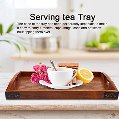Eujgoov Holz -Servierschale, Rustikale Griffe für Einfache Griffe, Langlebig und Verfallener Resistent, Ideal Zum Servieren von Tee, Kaffee, Snacks, Wasser, Getränken und Jedem Essen. Elegantes von Eujgoov