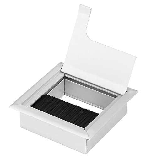 Eujgoov Kabelbuchse Schreibtisch Tisch Grommet Securityelectronics, Hochwertiger Aluminiumauslasseinsatz mit 4 -mm -Haarbürste, Offene Abdeckung, Einfach zu Installieren und zu Entfernen, für Office von Eujgoov