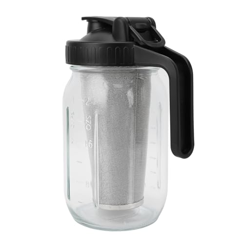 Eujgoov Kalte Brauerei -Kaffeemaschine Edelstahl Filter Glas Eiskrug Jar Spout Deckel Griff für Home Office Kaffee Trinken Schwarz (1000 ml) von Eujgoov