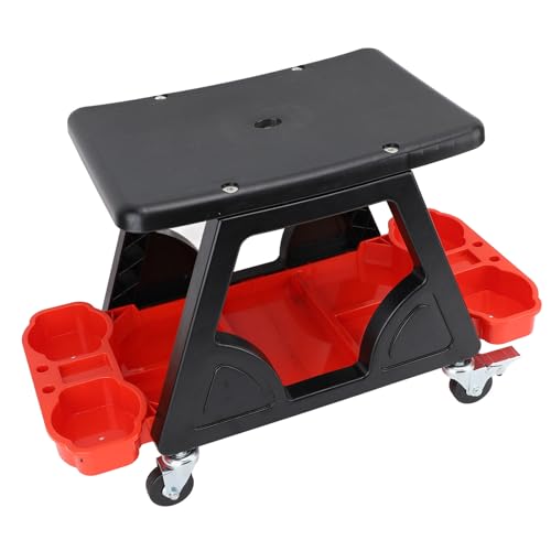 Eujgoov Mechaniker Stuhlstuhl Langlebige Bequeme Mechanik für Autowäsche und Reparatur, Ergonomischer Garagenhocker mit Rädern von Eujgoov