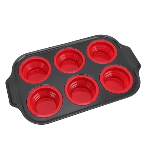 Eujgoov Pressetyp Silicon Cake Maker Tably Easy Release 6 Cupcake Backschale für die Heimküche (Rot) von Eujgoov