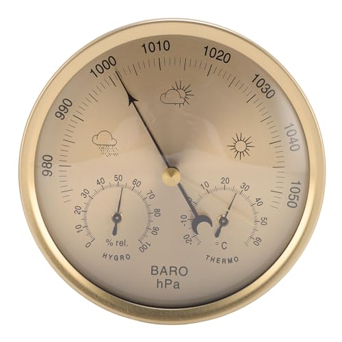 Eujgoov Thermometer Barometer Hygrometer 3 in 1 Wettervorhersage Station Indoor Outdoor Aluminiumlegierung Goldenes Zifferblatt Hängende oder Stehende Patios Gardens Büros Eujgoov Thermometer Barometer Hygrometer 3 in 1 Wettervorhersage Station Indoor Outdoor Aluminiumlegierung Goldenes Zifferblatt Hängende oder Stehende Patios Gardens Büros von Eujgoov