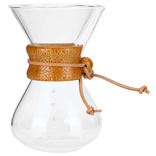 Eujgoov Übergießen Sie die Kaffeemaschine aus Glas, Kaffeekanne, Kaffeetropfer aus Glas mit Holzkragen und Metallfilter (400ml) von Eujgoov