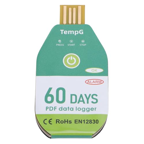 Eujgoov Wasserfestes USB -Temperaturdaten Logger Rekorder für Kaltkettenlogistik, Einfache Datenexport - 1 Stück (60 Tage) von Eujgoov