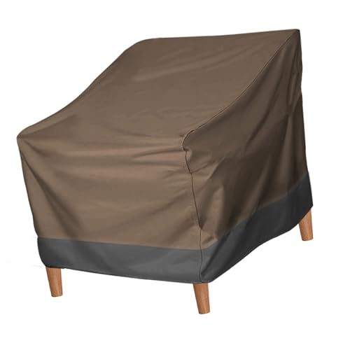 Eujgoov Wasserstuhlstuhl Deckung Outdoor Möbelabdeckung für Hausgarten - Silberbeschichtung (Kaffee schwarz 190t) von Eujgoov