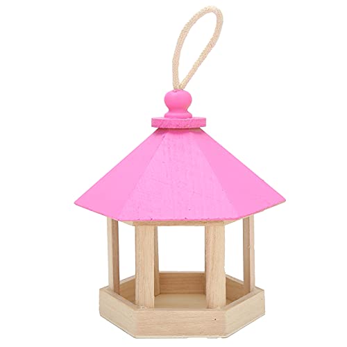 Hölzerne Vogelfutterläder Hängen, Hängende Holzvogelfutterhäuschen, Vogelfutterbirsche Futterleiter Holz Vogel Feeder Hexagonal House Form Hohles Design Haustier Vogel Futtermittelgarten Dekoration von Eujgoov
