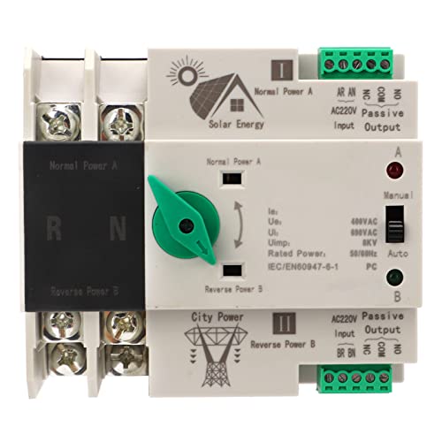 Mini ATS 2P Automatischer Transferschalter, Dual Power Switch Din Rail Typ Automatischer Transferschalter AC220V(#2) von Eujgoov