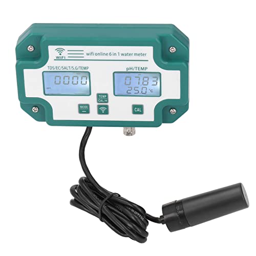 Multifunktionales Wasserqualitätsmessgerät, Wasserqualitätsdetektor 6 in 1 PH TDS EC SG Salztemperatur-Wassertester (EU-Stecker 220-240 V 280 W) von Eujgoov