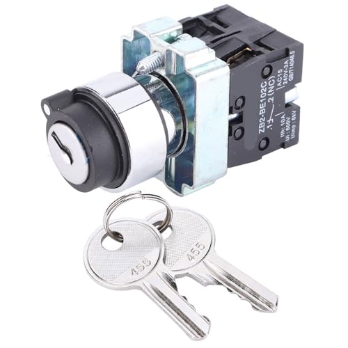 Schlüsselschalter Power Lock 2-Positionen-Schlüsselschalter mit Selbstrückstellung und 2 Schlüsseln ZB2-BE101 ZB2-BE102C, Schlüsselschalter mit Langer Lebensdauer und Guter von Eujgoov