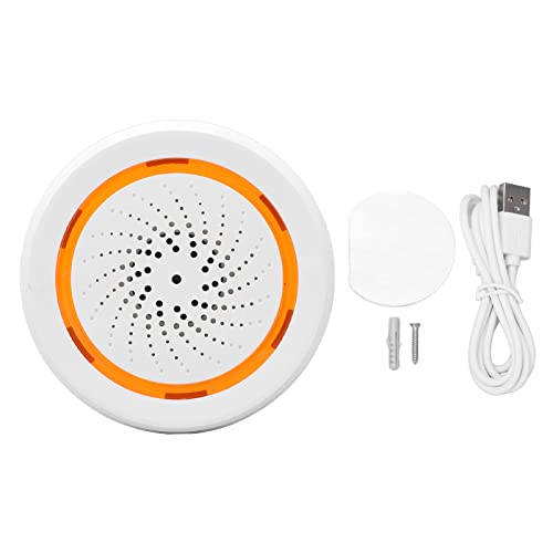 Smart Sound und Licht Alarm, Alarmsirene Maximal 90 dB 2,4 GHZ Wireless APP Fernbedienung Sirene für Haushalt WLAN von Eujgoov