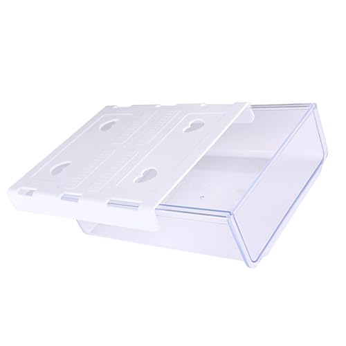 Unter Schreibtischschublade Selbstkleber Platz Sparter Organisator für Büro -Schreibwarendokument, Premium -Kunststoff Unter Schreibtisch Aufbewahrungsbox für Büro, Schule, Studium, Küche (Klar weiß) von Eujgoov