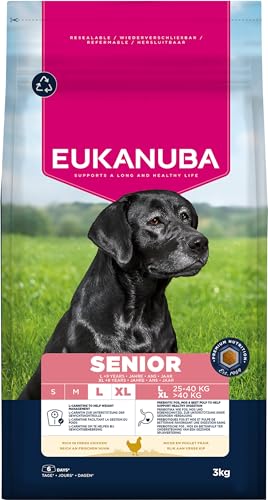 Eukanuba Senior Hundefutter mit frischem Huhn für große Rassen, Premium Trockenfutter für ältere Hunde, 3 kg Eukanuba Senior Hundefutter mit frischem Huhn für große Rassen, Premium Trockenfutter für ältere Hunde, 3 kg von Eukanuba