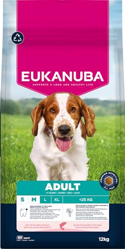 Eukanuba Hundefutter Trocken mit Lachs und Gerste für kleine und mittelgroße Rassen - Premium Trockenfutter für ausgewachsene Hunde, 12 kg Eukanuba Hundefutter Trocken mit Lachs und Gerste für kleine und mittelgroße Rassen - Premium Trockenfutter für ausgewachsene Hunde, 12 kg von Eukanuba
