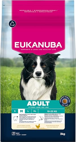 Eukanuba Hundefutter Trocken mit frischem Huhn für mittelgroße Rassen, Premium Trockenfutter für ausgewachsene Hunde, 3 kg Eukanuba Hundefutter Trocken mit frischem Huhn für mittelgroße Rassen, Premium Trockenfutter für ausgewachsene Hunde, 3 kg von Eukanuba