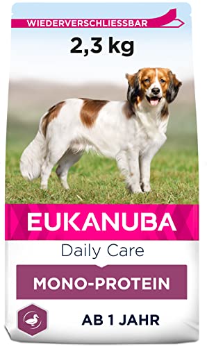 Eukanuba Daily Care Mono-Protein Hundefutter - Trockenfutter mit nur Ente als tierischem Protein, allergenarme Rezeptur, 2,3 kg Eukanuba Daily Care Mono-Protein Hundefutter - Trockenfutter mit nur Ente als tierischem Protein, allergenarme Rezeptur, 2,3 kg von Eukanuba