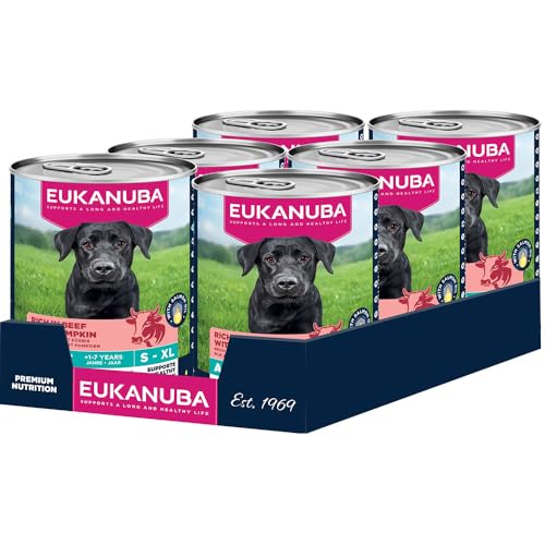 Eukanuba Hundefutter Nass mit Rind und Kürbis, Getreidefreies Premium Nassfutter für ausgewachsene Hunde, 6 x 400 g Dosen Eukanuba Hundefutter Nass mit Rind und Kürbis, Getreidefreies Premium Nassfutter für ausgewachsene Hunde, 6 x 400 g Dosen von Eukanuba