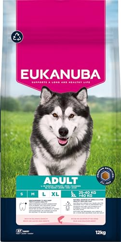 Eukanuba Hundefutter Trocken mit Lachs und Gerste für große Rassen - Premium Trockenfutter für ausgewachsene Hunde, 12 kg Eukanuba Hundefutter Trocken mit Lachs und Gerste für große Rassen - Premium Trockenfutter für ausgewachsene Hunde, 12 kg von Eukanuba