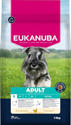 Eukanuba Hundefutter Trocken mit frischem Huhn für kleine Rassen, Premium Trockenfutter für ausgewachsene Hunde, 7,5 kg Eukanuba Hundefutter Trocken mit frischem Huhn für kleine Rassen, Premium Trockenfutter für ausgewachsene Hunde, 7,5 kg von Eukanuba
