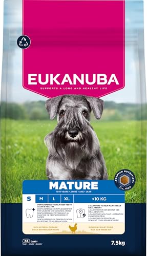 Eukanuba Hundefutter Trocken mit frischem Huhn für kleine Rassen, Premium Trockenfutter für reife Hunde, 7,5 kg von Eukanuba