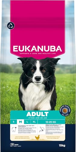 Eukanuba Hundefutter Trocken mit frischem Huhn für mittelgroße Rassen, Premium Trockenfutter für ausgewachsene Hunde, 15 kg Eukanuba Hundefutter Trocken mit frischem Huhn für mittelgroße Rassen, Premium Trockenfutter für ausgewachsene Hunde, 15 kg von Eukanuba