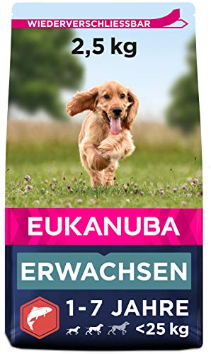 Eukanuba Hundefutter mit Lachs & Gerste für kleine und mittelgroße Rassen - Trockenfutter für ausgewachsene Hunde, 2,5 kg Eukanuba Hundefutter mit Lachs & Gerste für kleine und mittelgroße Rassen - Trockenfutter für ausgewachsene Hunde, 2,5 kg von Eukanuba