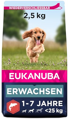 Eukanuba Hundefutter mit Lachs & Gerste für kleine und mittelgroße Rassen - Trockenfutter für ausgewachsene Hunde, 2,5 kg Eukanuba Hundefutter mit Lachs & Gerste für kleine und mittelgroße Rassen - Trockenfutter für ausgewachsene Hunde, 2,5 kg von Eukanuba