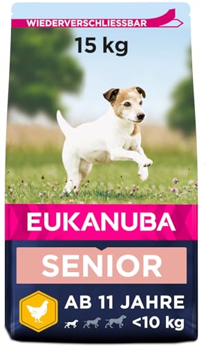 Eukanuba Hundefutter mit frischem Huhn für kleine Rassen, Premium Trockenfutter für Senior Hunde, 15 kg von Eukanuba