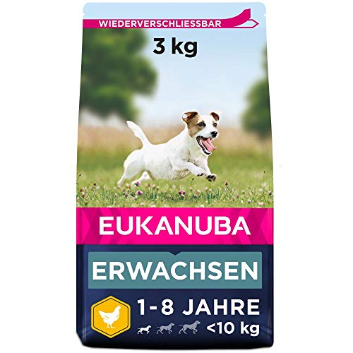 Eukanuba Hundefutter mit frischem Huhn für kleine Rassen, Premium Trockenfutter für ausgewachsene Hunde, 3 kg Eukanuba Hundefutter mit frischem Huhn für kleine Rassen, Premium Trockenfutter für ausgewachsene Hunde, 3 kg von Eukanuba