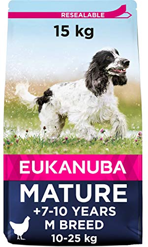 Eukanuba Hundefutter mit frischem Huhn für mittelgroße Rassen, Premium Trockenfutter für reife Hunde, 15 kg von Eukanuba