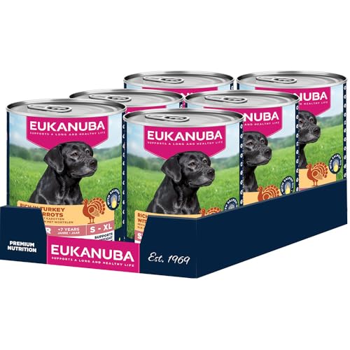 Eukanuba Senior Hundefutter Nass mit Pute und Karotte, Getreidefreies Premium Nassfutter für ältere Hunde, 6 x 400 g Dosen Eukanuba Senior Hundefutter Nass mit Pute und Karotte, Getreidefreies Premium Nassfutter für ältere Hunde, 6 x 400 g Dosen von Eukanuba