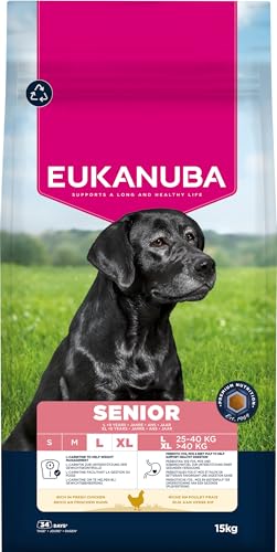 Eukanuba Senior Hundefutter mit frischem Huhn für große Rassen, Premium Trockenfutter für ältere Hunde, 15 kg Eukanuba Senior Hundefutter mit frischem Huhn für große Rassen, Premium Trockenfutter für ältere Hunde, 15 kg von Eukanuba
