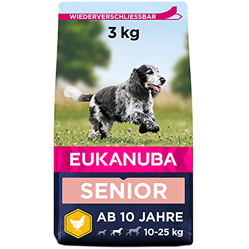 Eukanuba Hundefutter mit frischem Huhn für mittelgroße Rassen, Premium Trockenfutter für Senior Hunde, 3 kg Eukanuba Hundefutter mit frischem Huhn für mittelgroße Rassen, Premium Trockenfutter für Senior Hunde, 3 kg von Eukanuba
