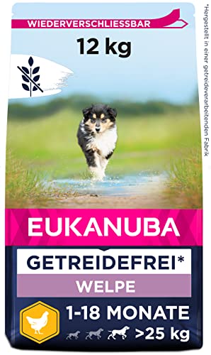 Eukanuba Welpenfutter getreidefrei mit Huhn für große Rassen - Trockenfutter ohne Getreide für Junior Hunde, 12 kg von Eukanuba