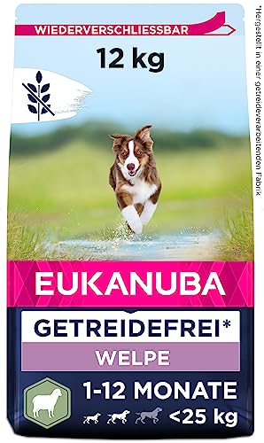 Eukanuba Welpenfutter getreidefrei mit Lamm für kleine und mittelgroße Rassen - Trockenfutter ohne Getreide für Junior Hunde, 12 kg von Eukanuba