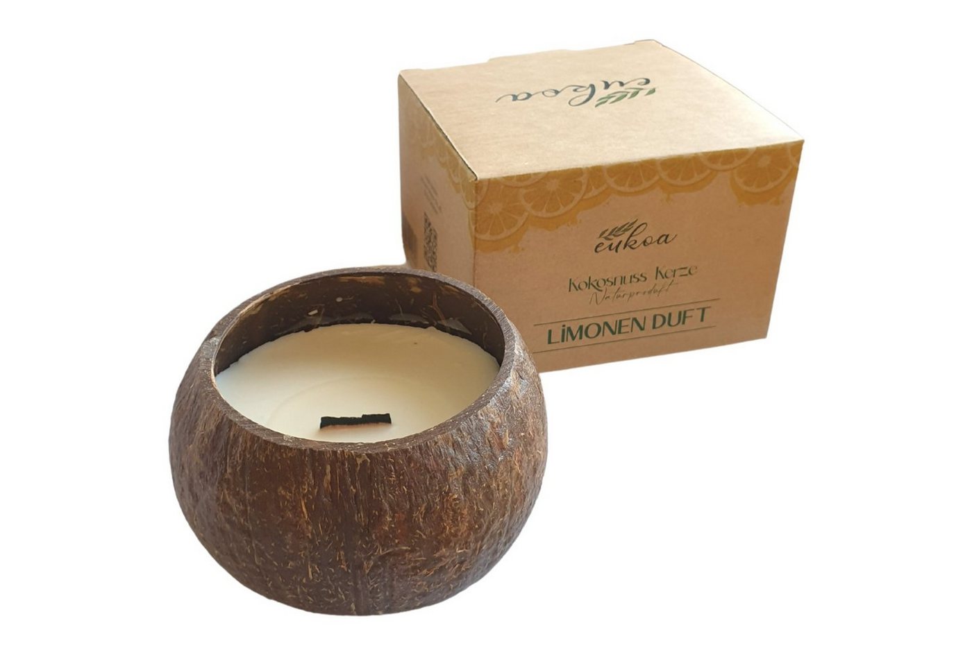 Eukoa Duftkerze Duftkerze Kokosnuss aus Sojawachs, Aromakerze Limonenduft Eukoa Duftkerze Duftkerze Kokosnuss aus Sojawachs, Aromakerze Limonenduft von Eukoa